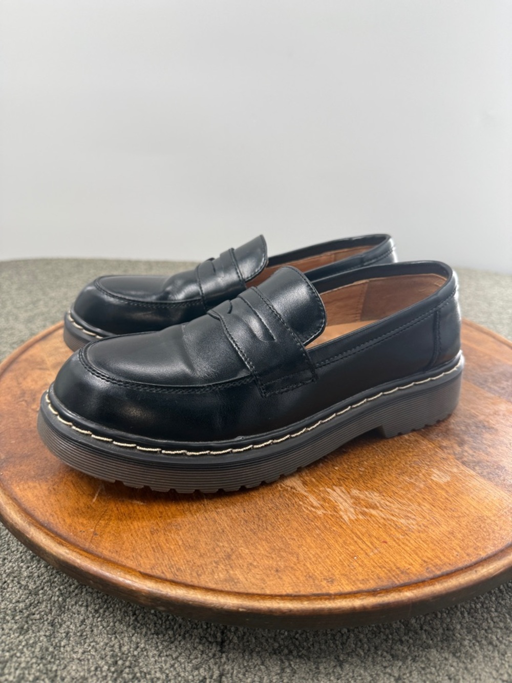 MZDL Shoes Wm 240 (US 7) Black Leather Penny Loafers Chunky Work Professional